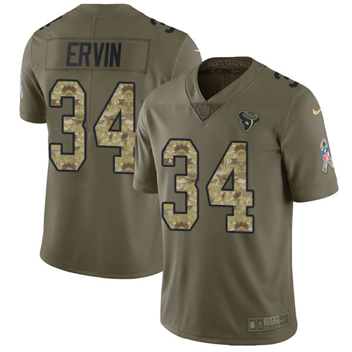 Youth Nike Houston Texans #34 Tyler Ervin Limited Olive/Camo 2017 Salute to Service NFL Jersey