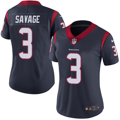 Women's Nike Houston Texans #3 Tom Savage Navy Blue Team Color Vapor Untouchable Elite Player NFL Jersey