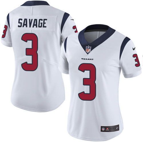 Women's Nike Houston Texans #3 Tom Savage White Vapor Untouchable Limited Player NFL Jersey