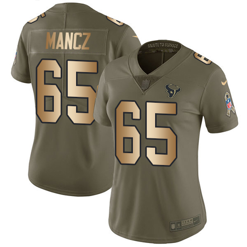 Women's Nike Houston Texans #65 Greg Mancz Limited Olive/Gold 2017 Salute to Service NFL Jersey