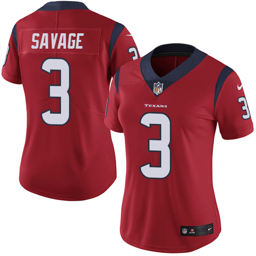 Women's Nike Houston Texans #3 Tom Savage Red Alternate Vapor Untouchable Limited Player NFL Jersey