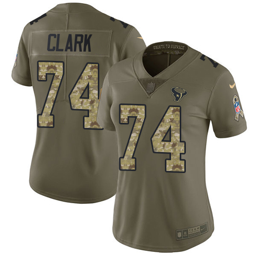Women's Nike Houston Texans #74 Chris Clark Limited Olive/Camo 2017 Salute to Service NFL Jersey