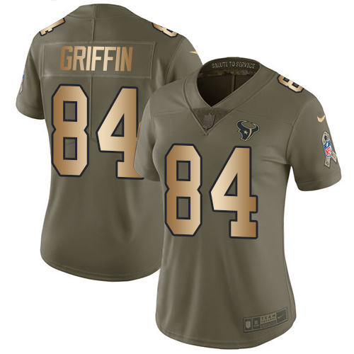 Women's Nike Houston Texans #84 Ryan Griffin Limited Olive/Gold 2017 Salute to Service NFL Jersey