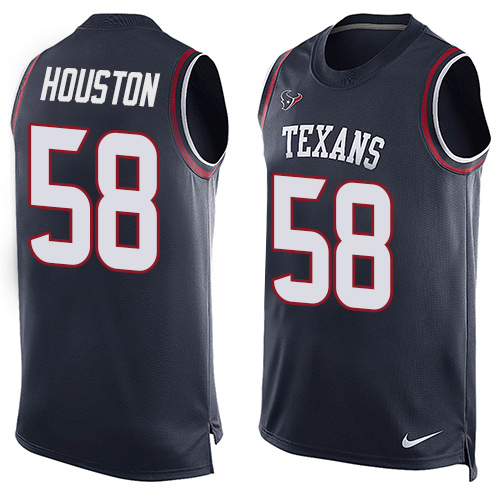 Men's Nike Houston Texans #58 Lamarr Houston Limited Navy Blue Player Name & Number Tank Top NFL Jersey