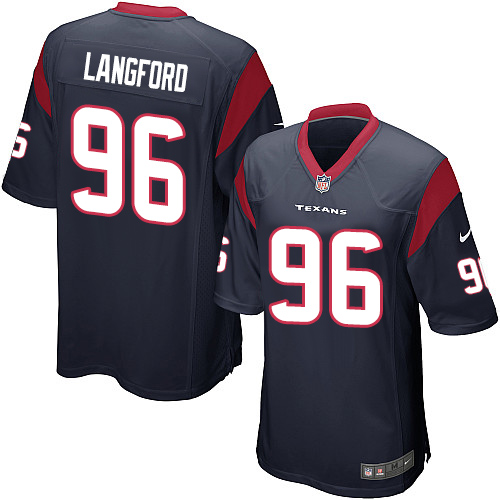 Men's Nike Houston Texans #96 Kendall Langford Game Navy Blue Team Color NFL Jersey