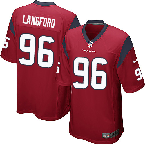 Men's Nike Houston Texans #96 Kendall Langford Game Red Alternate NFL Jersey