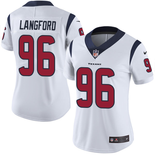 Women's Nike Houston Texans #96 Kendall Langford White Vapor Untouchable Limited Player NFL Jersey