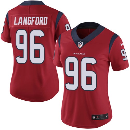 Women's Nike Houston Texans #96 Kendall Langford Red Alternate Vapor Untouchable Limited Player NFL Jersey