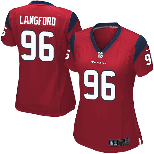 Women's Nike Houston Texans #96 Kendall Langford Game Red Alternate NFL Jersey