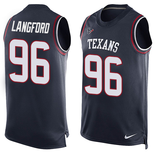 Men's Nike Houston Texans #96 Kendall Langford Limited Navy Blue Player Name & Number Tank Top NFL Jersey