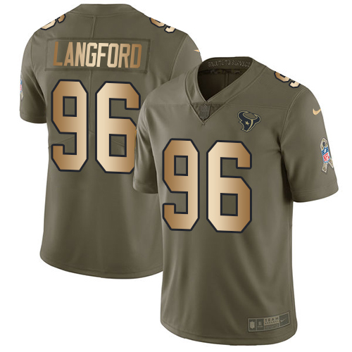 Men's Nike Houston Texans #96 Kendall Langford Limited Olive/Gold 2017 Salute to Service NFL Jersey