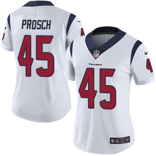 Women's Nike Houston Texans #45 Jay Prosch White Vapor Untouchable Limited Player NFL Jersey