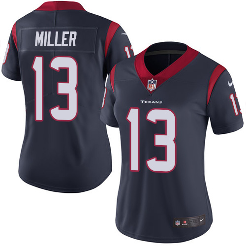 Women's Nike Houston Texans #13 Braxton Miller Navy Blue Team Color Vapor Untouchable Elite Player NFL Jersey