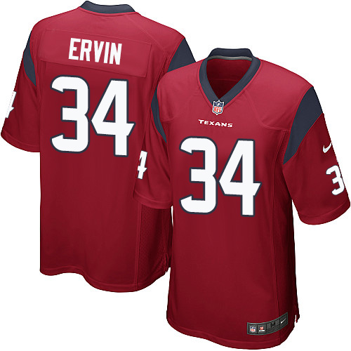 Men's Nike Houston Texans #34 Tyler Ervin Game Red Alternate NFL Jersey