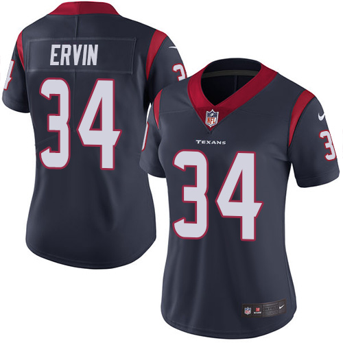 Women's Nike Houston Texans #34 Tyler Ervin Navy Blue Team Color Vapor Untouchable Elite Player NFL Jersey