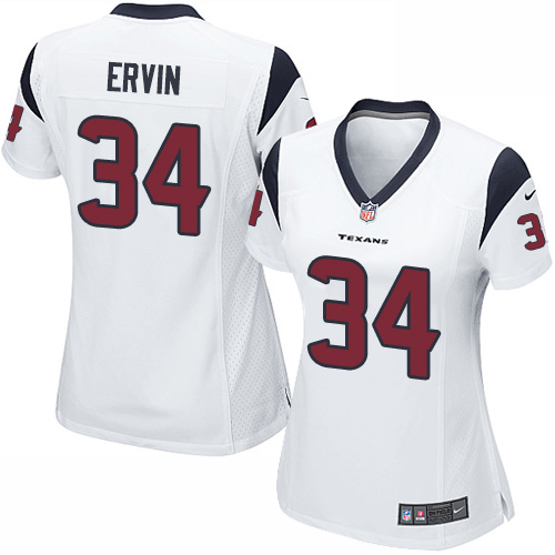 Women's Nike Houston Texans #34 Tyler Ervin Game White NFL Jersey