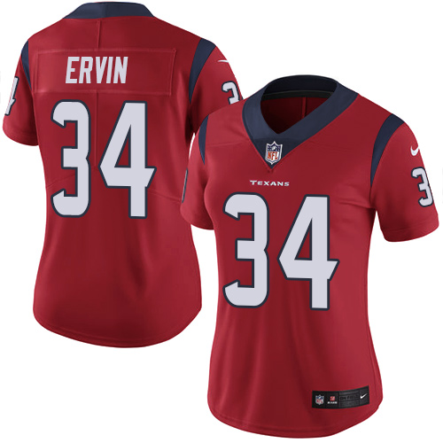 Women's Nike Houston Texans #34 Tyler Ervin Red Alternate Vapor Untouchable Elite Player NFL Jersey