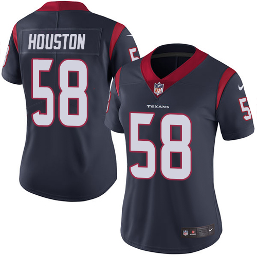 Women's Nike Houston Texans #58 Lamarr Houston Navy Blue Team Color Vapor Untouchable Elite Player NFL Jersey