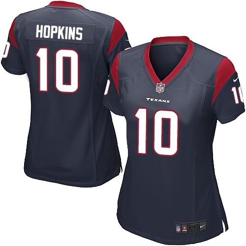 Women's Nike Houston Texans #10 DeAndre Hopkins Game Navy Blue Team Color NFL Jersey