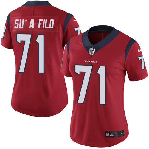 Women's Nike Houston Texans #71 Xavier Su'a-Filo Red Alternate Vapor Untouchable Limited Player NFL Jersey