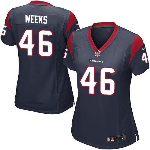 Women's Nike Houston Texans #46 Jon Weeks Game Navy Blue Team Color NFL Jersey