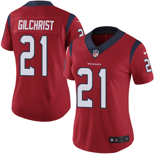 Women's Nike Houston Texans #21 Marcus Gilchrist Red Alternate Vapor Untouchable Limited Player NFL Jersey