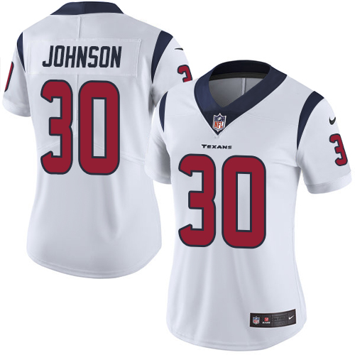 Women's Nike Houston Texans #30 Kevin Johnson White Vapor Untouchable Limited Player NFL Jersey