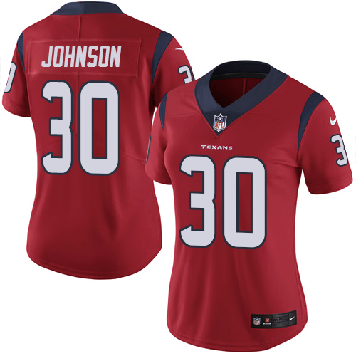 Women's Nike Houston Texans #30 Kevin Johnson Red Alternate Vapor Untouchable Limited Player NFL Jersey