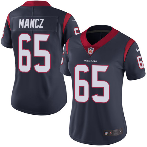 Women's Nike Houston Texans #65 Greg Mancz Navy Blue Team Color Vapor Untouchable Elite Player NFL Jersey