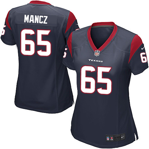 Women's Nike Houston Texans #65 Greg Mancz Game Navy Blue Team Color NFL Jersey