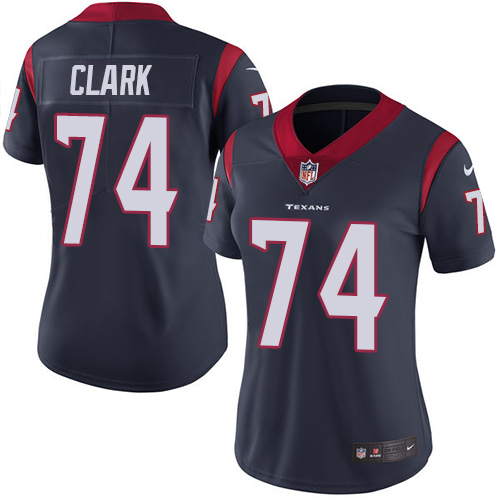Women's Nike Houston Texans #74 Chris Clark Navy Blue Team Color Vapor Untouchable Elite Player NFL Jersey