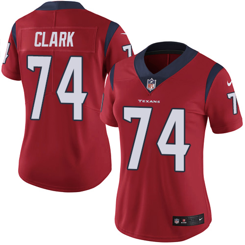 Women's Nike Houston Texans #74 Chris Clark Red Alternate Vapor Untouchable Elite Player NFL Jersey