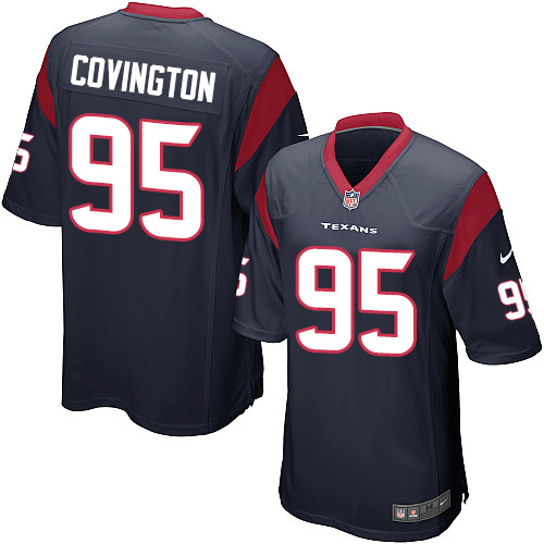 Men's Nike Houston Texans #95 Christian Covington Game Navy Blue Team Color NFL Jersey