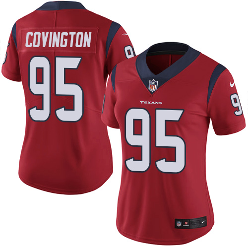Women's Nike Houston Texans #95 Christian Covington Red Alternate Vapor Untouchable Limited Player NFL Jersey
