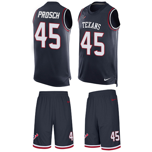 Men's Nike Houston Texans #45 Jay Prosch Limited Navy Blue Tank Top Suit NFL Jersey