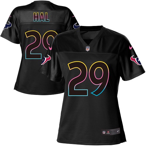 Women's Nike Houston Texans #29 Andre Hal Game Black Fashion NFL Jersey