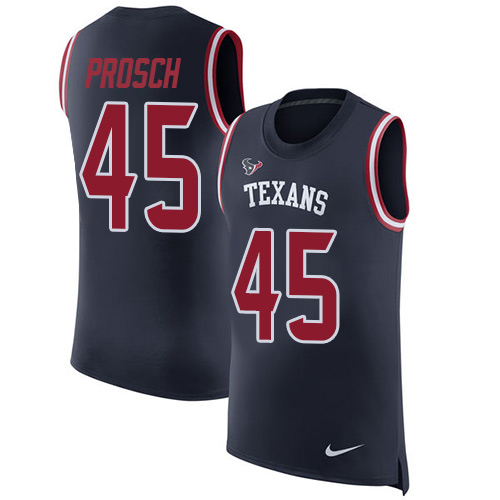 Men's Nike Houston Texans #45 Jay Prosch Navy Blue Rush Player Name & Number Tank Top NFL Jersey