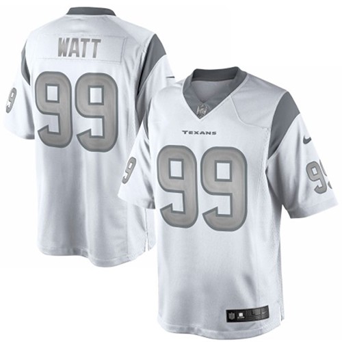 Men's Nike Houston Texans #99 J.J. Watt Limited White Platinum NFL Jersey