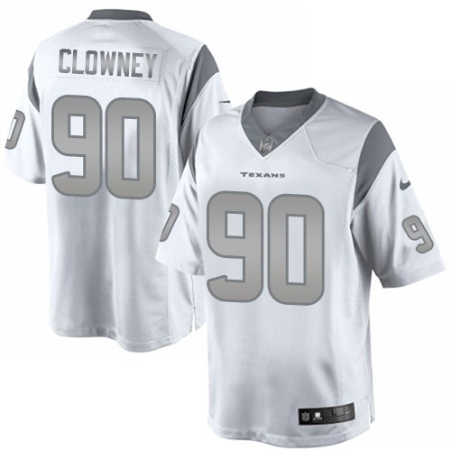 Men's Nike Houston Texans #90 Jadeveon Clowney Limited White Platinum NFL Jersey