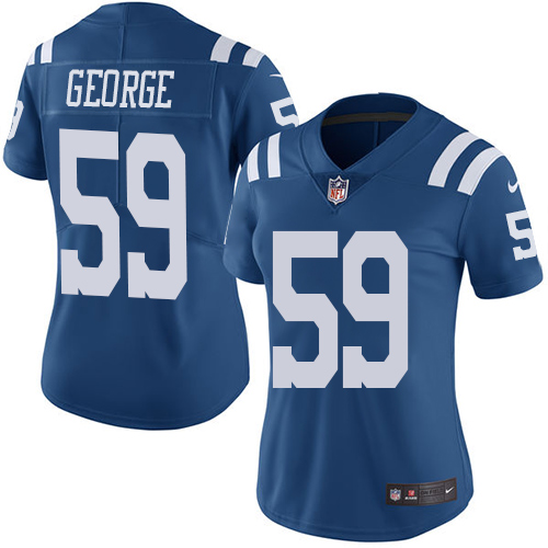 Women's Nike Indianapolis Colts #59 Jeremiah George Limited Royal Blue Rush Vapor Untouchable NFL Jersey