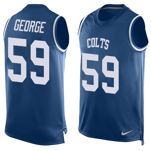Men's Nike Indianapolis Colts #59 Jeremiah George Limited Royal Blue Player Name & Number Tank Top NFL Jersey