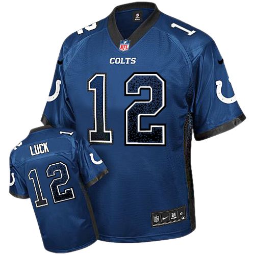 Men's Nike Indianapolis Colts #12 Andrew Luck Elite Royal Blue Drift Fashion NFL Jersey