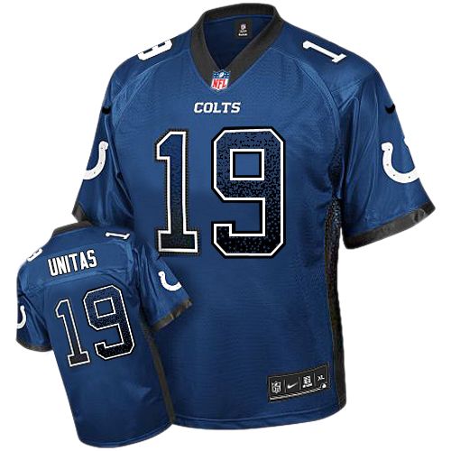Men's Nike Indianapolis Colts #19 Johnny Unitas Elite Royal Blue Drift Fashion NFL Jersey