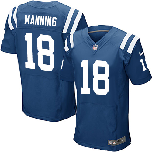 Men's Nike Indianapolis Colts #18 Peyton Manning Elite Royal Blue Team Color NFL Jersey