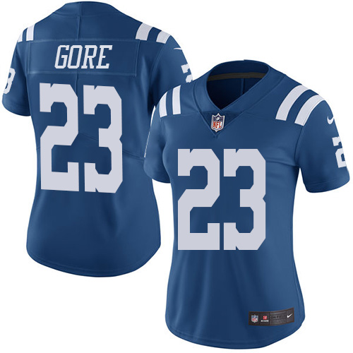 Women's Nike Indianapolis Colts #23 Frank Gore Limited Royal Blue Rush Vapor Untouchable NFL Jersey