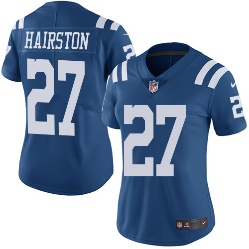 Women's Nike Indianapolis Colts #27 Nate Hairston Limited Royal Blue Rush Vapor Untouchable NFL Jersey