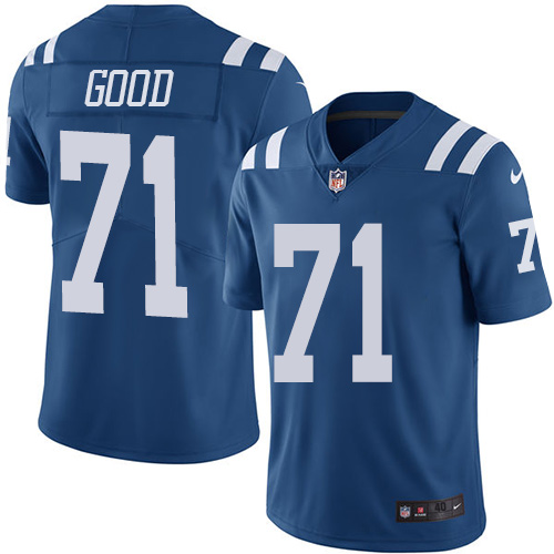 Men's Nike Indianapolis Colts #71 Denzelle Good Elite Royal Blue Rush Vapor Untouchable NFL Jersey