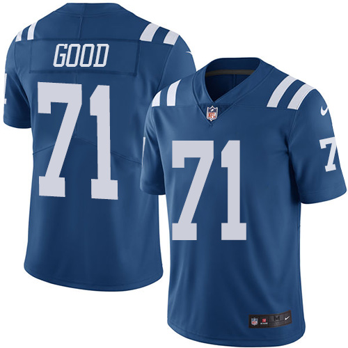 Men's Nike Indianapolis Colts #71 Denzelle Good Limited Royal Blue Rush Vapor Untouchable NFL Jersey