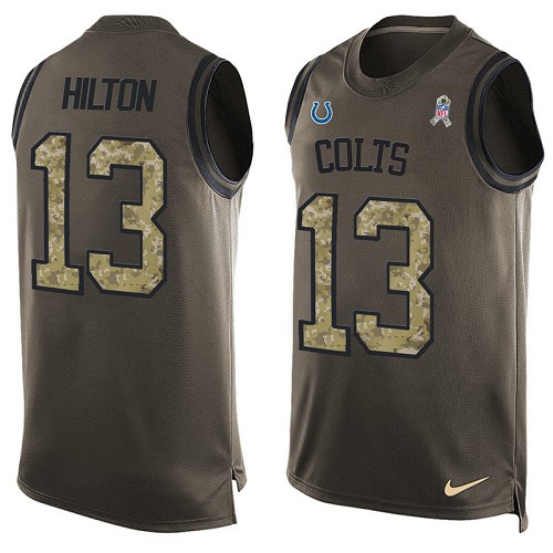 Men's Nike Indianapolis Colts #13 T.Y. Hilton Limited Green Salute to Service Tank Top NFL Jersey