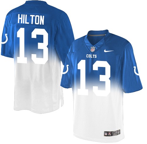 Men's Nike Indianapolis Colts #13 T.Y. Hilton Elite Royal Blue/White Fadeaway NFL Jersey